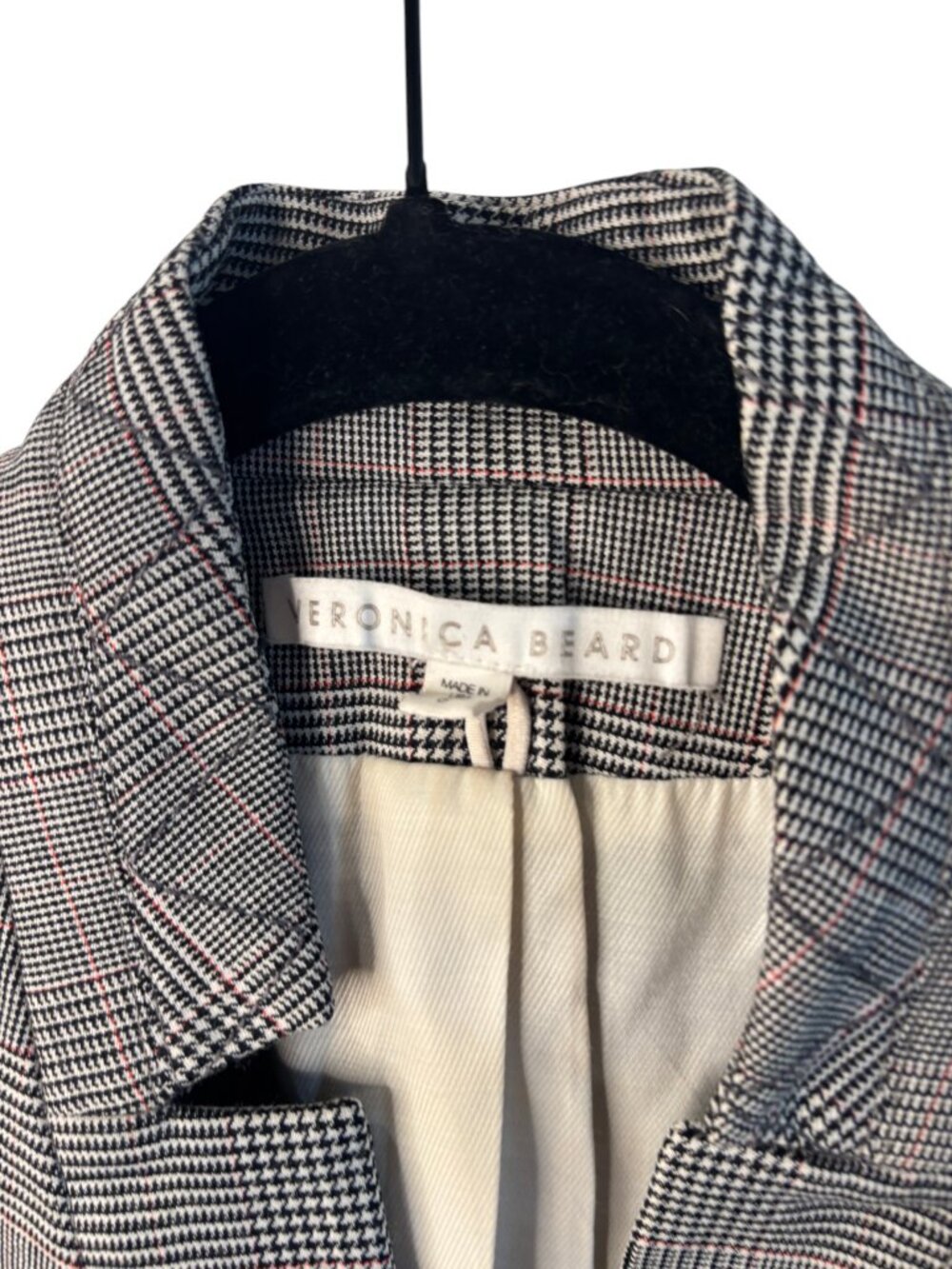 Veronica Beard Paloma Plaid Dickey Blazer Zipper Jacket Gray Women 8 Modern - Picture 4 of 8